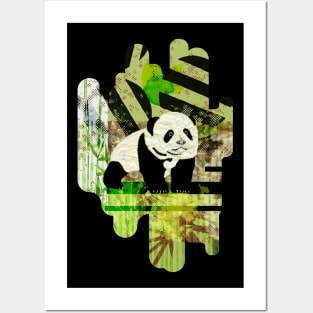 Panda Cub Abstract mixed media digital art collage Posters and Art